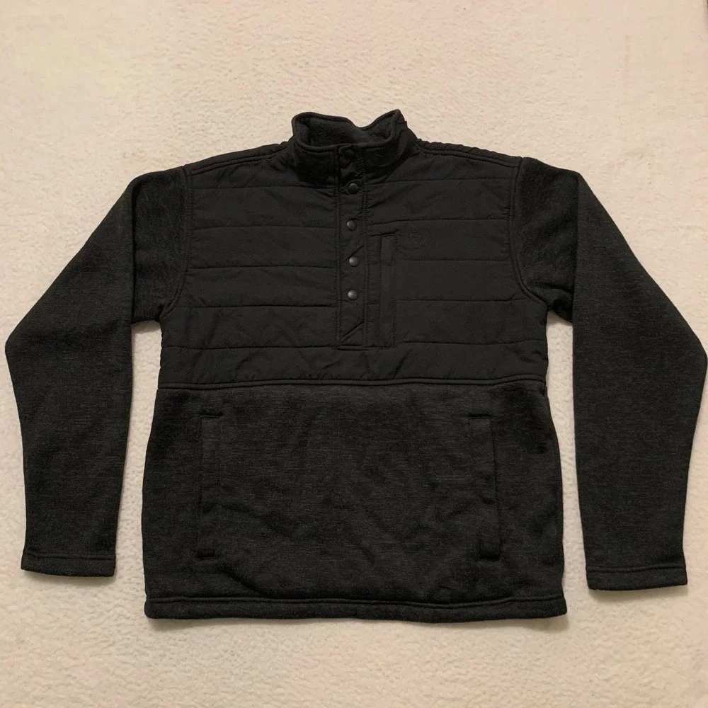 Ariat Caldwell Reinforced Snap Button Sweater Mens Medium Pullover Jacket Black